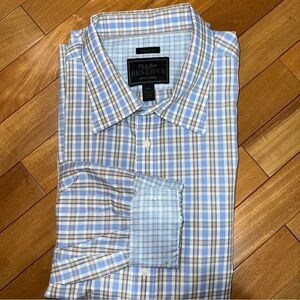 Jos. A. Bank Reserve Collection Tailored Fit Blue, White, and Tan Check …
